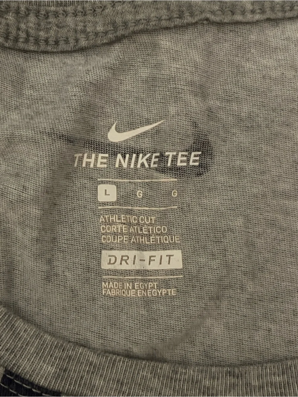 Nike Women's Gray Tee with Navy Script Logo
